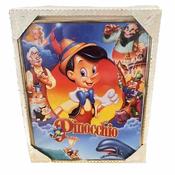 The Walt Disney Company Pinocchio Original Poster Framed USA Vintage New Caldor‎ - Picture 1 of 4